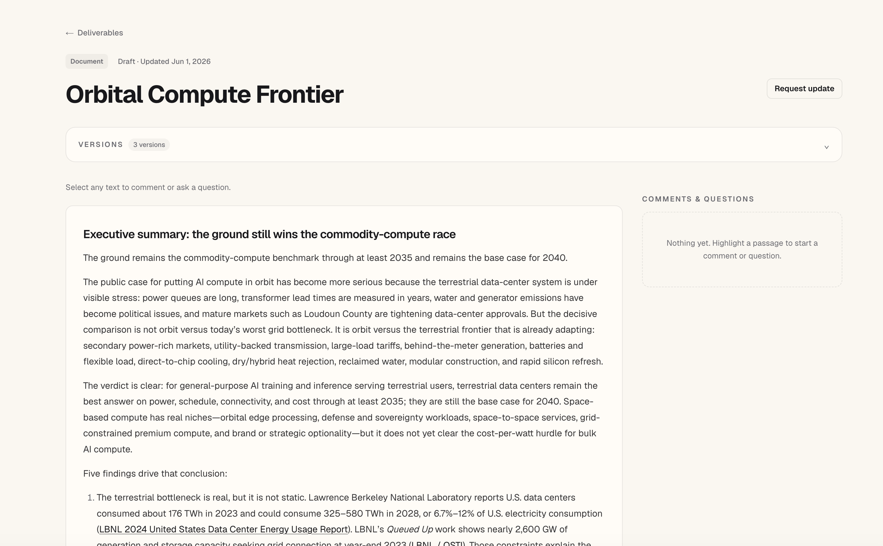 Bearing Labs Orbital Compute Frontier deliverable document